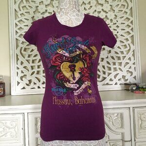 Hard Rock tee Purple T shirt Nassau Bahamas S